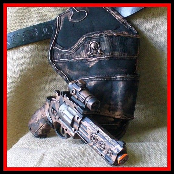 SteamGun07 - Steampunk Gun Holster Belt PostApocalyptic